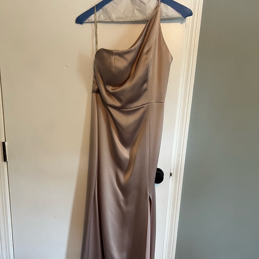 Jenny yoo champagne satin dress